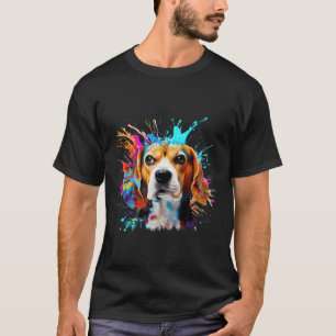 Beagle Art Splashes van verf Abstracte kleurrijke T-shirt