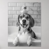 Beagle Bath Wall Art, Dog and Rubber Duck, Beagle  Poster (Voorkant)