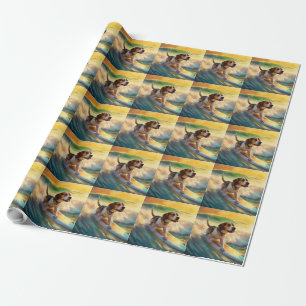 Beagle Beach Surfschilderkunst Cadeaupapier