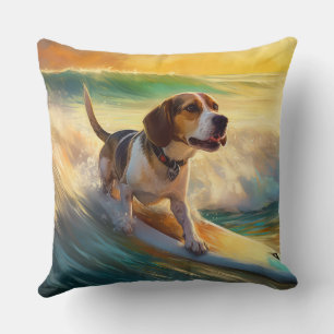 Beagle Beach Surfschilderkunst Kussen