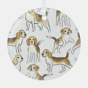 Beagle Beauty: Waterverf hondenpatroon Glas Ornament
