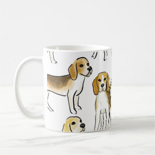 Beagle Beauty: Waterverf hondenpatroon Koffiemok