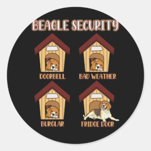 Beagle Beveiliging Beagle Deurbel Slecht weer Burg Ronde Sticker