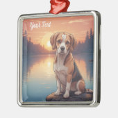 Beagle bij het meer metalen ornament (Links)