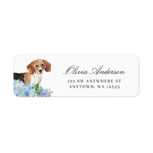 Beagle Blauwe Hortensia Retouradres Etiket