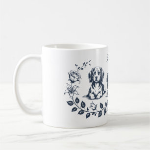 Beagle Bloemstuk Kunst – Elegante Hondenliefhebber Koffiemok