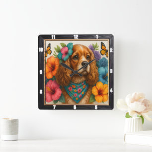 Beagle bloemvlinder vierkante klok