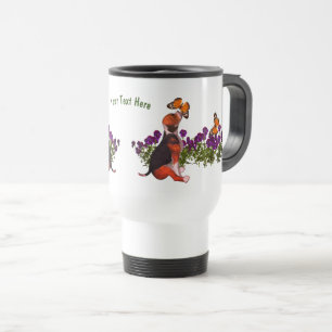 Beagle Butterflies Pansies Cute Personated Reisbeker