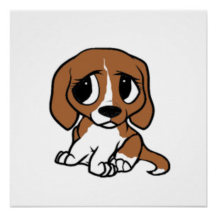 beagle cartoon rood wit perfect poster