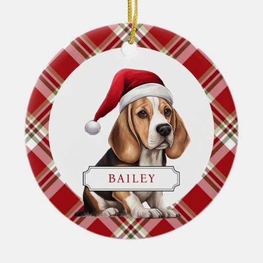 Beagle Cercle en céramique ornement (Devant)