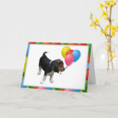 Beagle Chiot et Balloons Carte d'anniversaire (Fleur jaune)