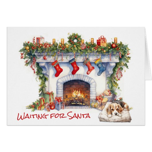 Beagle chiot foyer de Noël attendre Père Noël (Devant horizontal)