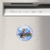 Beagle Chiot Papillons Fleurs Animal Magnet (In Situ (Lave-vaisselle))
