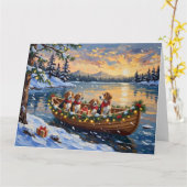 Beagle Christmas Boat Holiday Kaart (Gele Bloem)