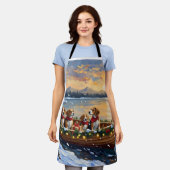 Beagle Christmas Boat Holiday Schort (Gedragen)