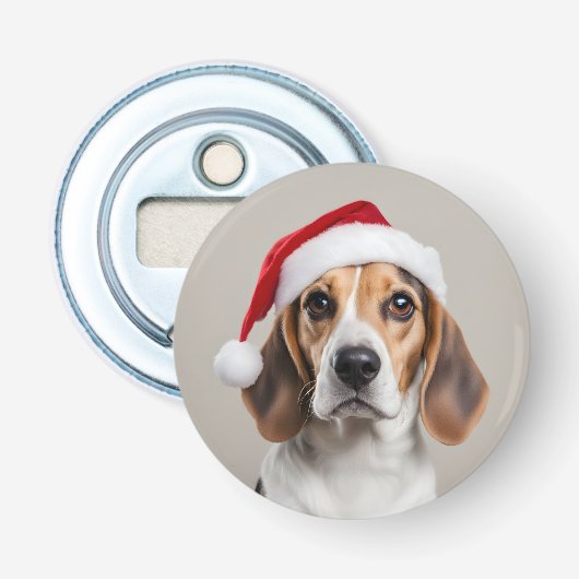 Beagle Christmas Button Flesopener (Voorkant)