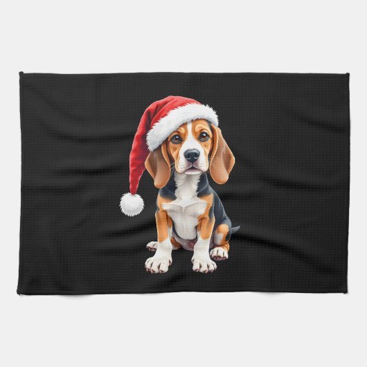 Beagle Christmas Dog Long Sleeve T-Shirt Theedoek (Horizontaal)