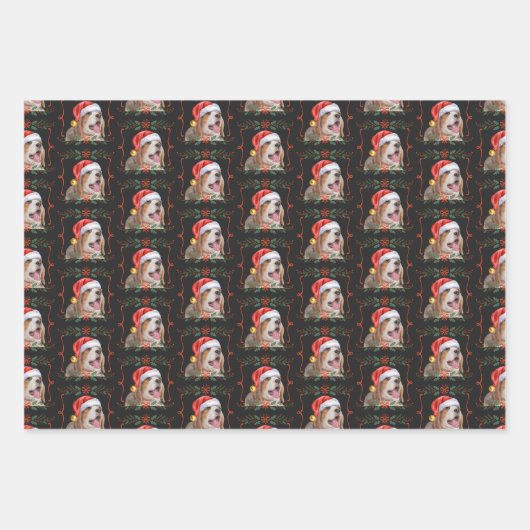 Beagle Christmas Dog Pattern Inpakpapier Vel (Voorkant 3)