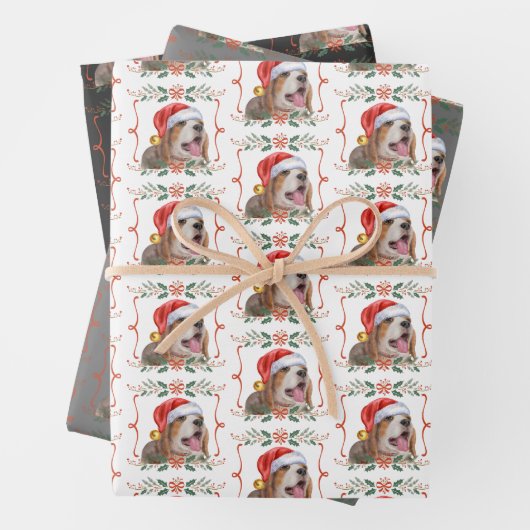 Beagle Christmas Dog Pattern Inpakpapier Vel (In situ)