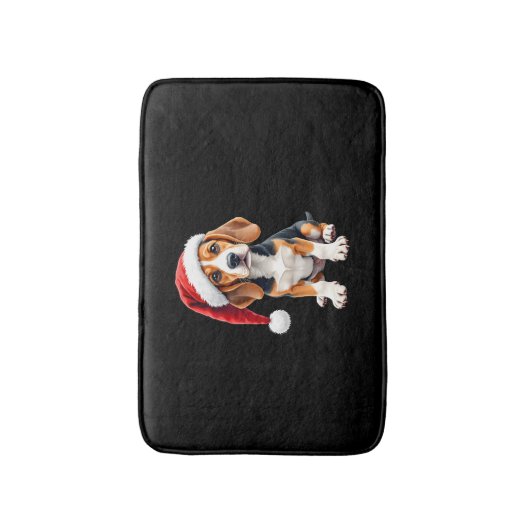 Beagle Christmas Dog T-shirt met lange mouwen Badmat (Voorkant Verticaal)