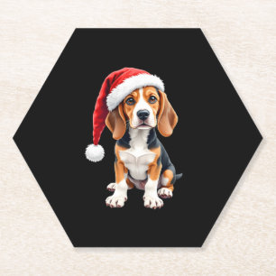 Beagle Christmas Dog T-shirt met lange mouwen Kartonnen Onderzetters