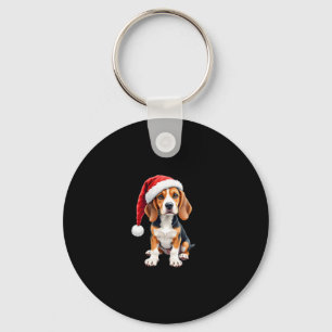 Beagle Christmas Dog T-shirt met lange mouwen Sleutelhanger