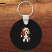Beagle Christmas Dog T-shirt met lange mouwen Sleutelhanger (Voorkant)