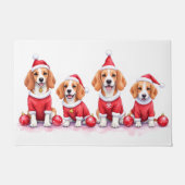 Beagle Christmas Dress Santa Hat Deurmat (Voorkant)