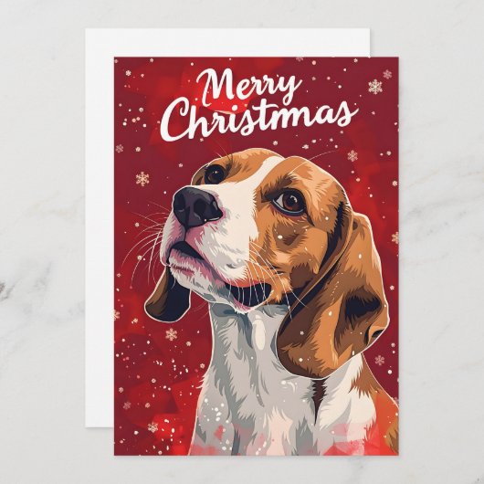 Beagle Christmas Feestdagenkaart (Voorkant / Achterkant)