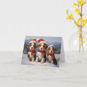 Beagle Christmas Kaart (Gele Bloem)