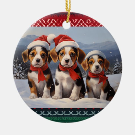 Beagle Christmas Keramisch Ornament (Voorkant)
