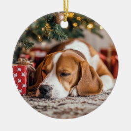 Beagle Christmas Keramisch Ornament