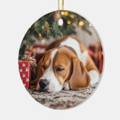 Beagle Christmas Keramisch Ornament (Links)