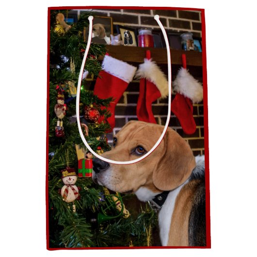 Beagle Christmas Medium Cadeauzakje (Voorkant)