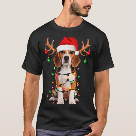 Beagle Christmas Tree Shirt Beagle Santa Hat Lover (Voorkant)
