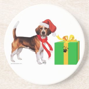 Beagle Christmas Zandsteen Onderzetter