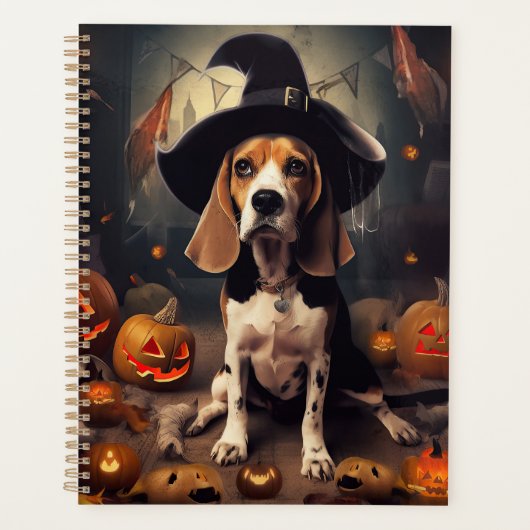 Beagle Citrouille Halloween effroi (Devant)
