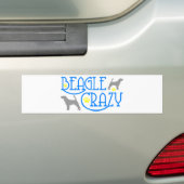 BEAGLE CRAZY BUMPERSTICKER (Op auto)