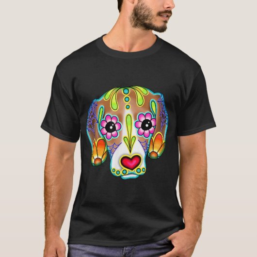 Beagle - Dag van de Dead Sugar Skull Dog T-shirt (Voorkant)