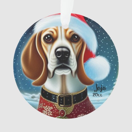 Beagle de Noël, Père Noël Dog Orament (devant)