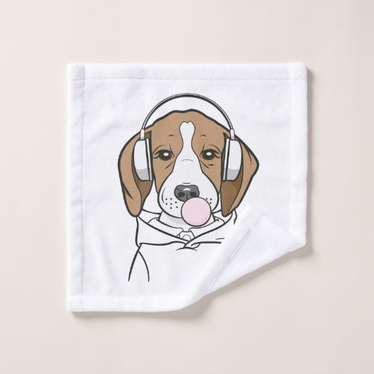 Beagle de refroidissement avec Bubblegum mignon ch (Gant de toilette)
