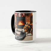 Beagle Delen Kerst Koffie Mok Cup (Voorkant links)