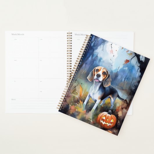 Beagle d'Halloween avec citrouilles effrayant (Devant avec enveloppe)