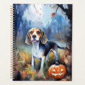 Beagle d'Halloween avec citrouilles effrayant (Devant)