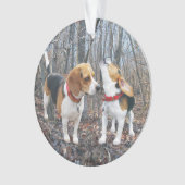 Beagle d'hurlement en ornement de Noël en bois (devant)