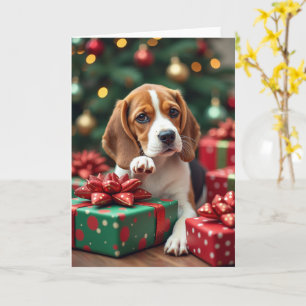 Beagle die Kerstcadeaus Inpakt Schilderij Kaart