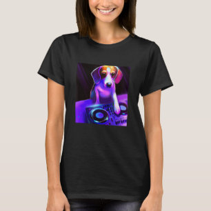 Beagle DJ Vaporwave Esthetische Hond Mannen Vrouwe T-shirt