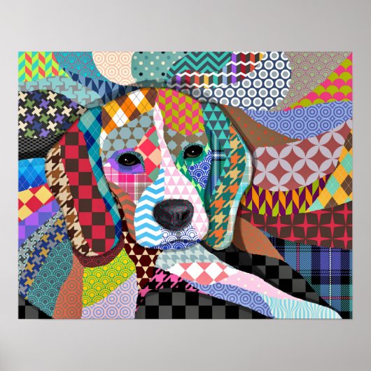 Beagle Dog 161 Multicolorpatronen Poster (Voorkant)