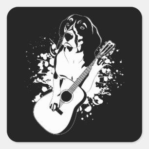 Beagle Dog Acoustic Guitar Vierkante Sticker