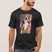 Beagle Dog American Flag T-shirt (Voorkant)